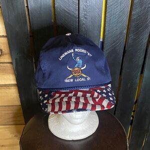 Vintage 2001 Patriotic IBEW local 51 linemans Rodeo rope Cap with Embroidery